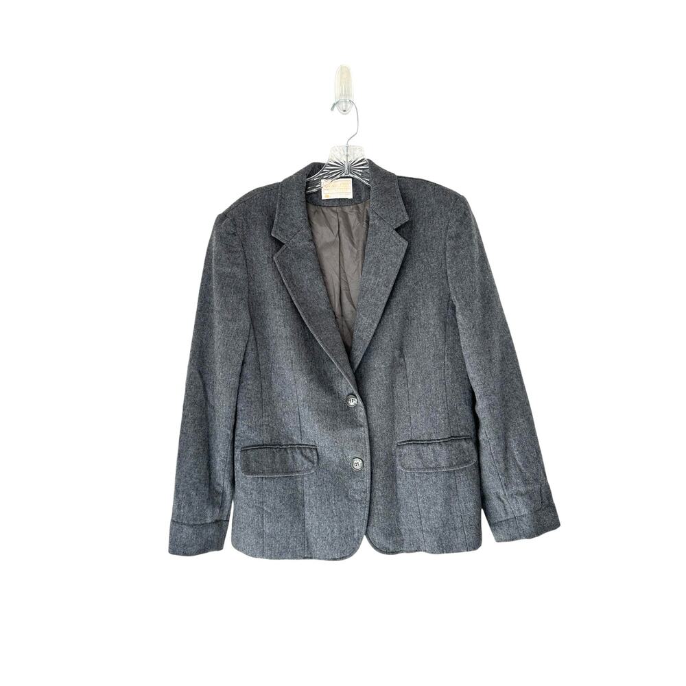 Pendleton‎ Gray Preppy Academia Business Career Office Work Wool Blazer Size 14